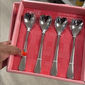 Heart Ice Cream Spoons - Silver